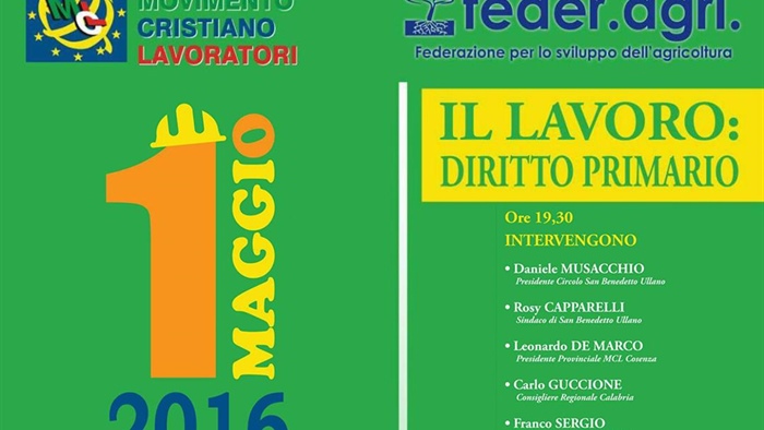 San Benedetto Ullano (CS): Il Lavoro diritto primario