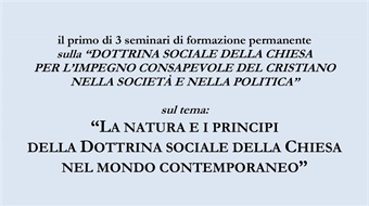 Trapani: Seminario "Dottrina sociale della Chiesa per l’impegno consapevole del cristiano nella società e nella politica"