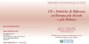 "UE e Politiche di Riforma: un'Europa più sociale e più politica"