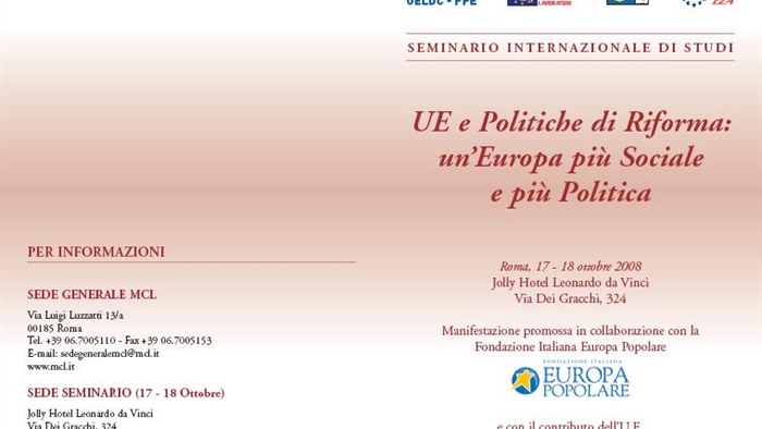 "UE e Politiche di Riforma: un'Europa più sociale e più politica"