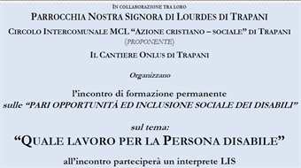 Trapani: incontro sul tema "Quale lavoro per la persona disabile"