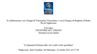 Tagliacozzo (AQ): convegno "Incontro all'Umano"