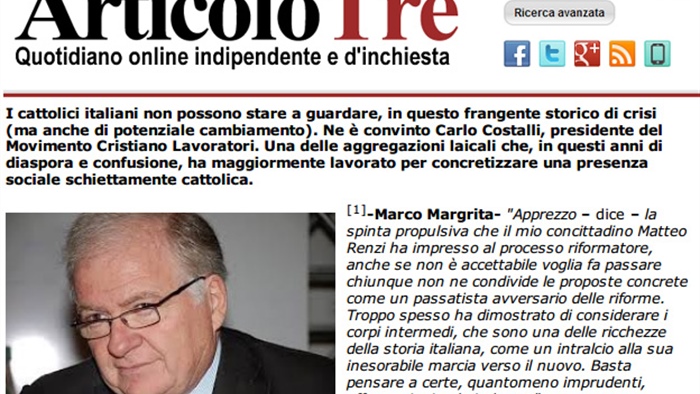 Intervista a Carlo Costalli, presidente del Movimento Cristiano Lavoratori
