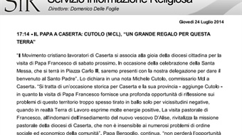 Il Papa a Caserta: Cutolo (Mcl), “Un grande regalo per questa terra”