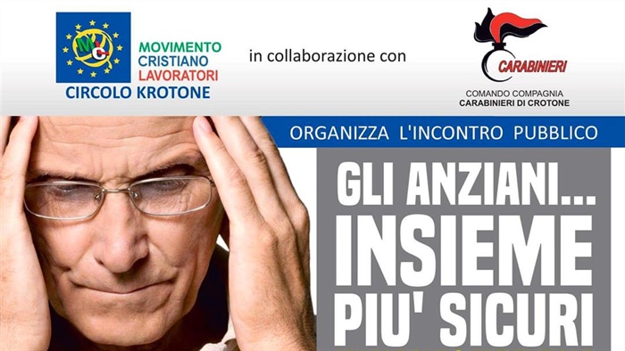 Crotone: "Gli anziani... insieme più sicuri" 