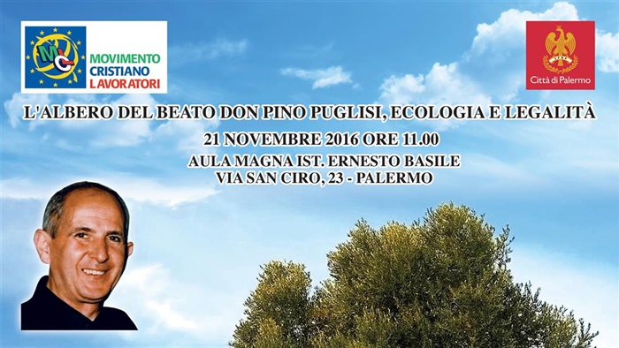 Palermo: L&rsquo;albero del Beato don Pino Puglisi, ecologia e legalità