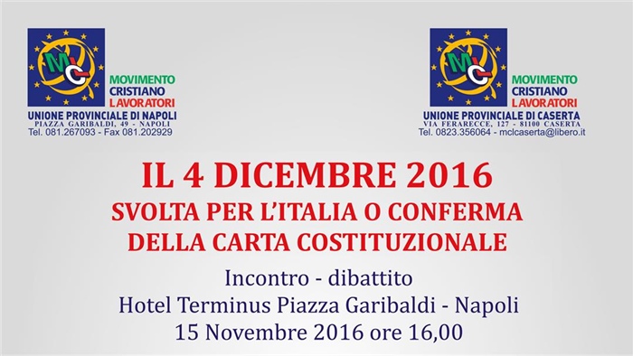 Napoli: il 4 dicembre 2016 svolta per l&rsquo;Italia o conferma della carta costituzionale