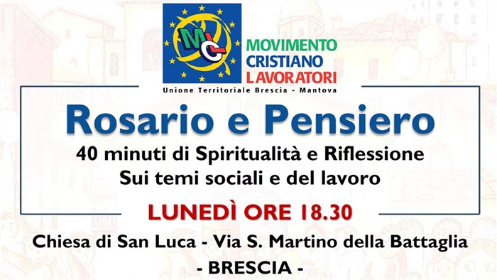 Brescia: Rosario e Pensiero - 40 minuti di Spiritualità e Riflessione Sui temi sociali e del lavoro