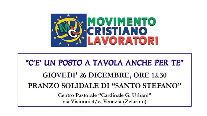 Zelarino (VE): "C&rsquo;E&rsquo; UN POSTO A TAVOLA ANCHE PER TE” 