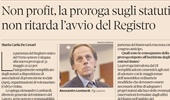 Non profit, la proroga sugli statuti non ritarda l'avvio del Registro