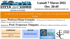 Piacenza: "La dimensione territoriale dello sviluppo; i rischi e le opportunità...