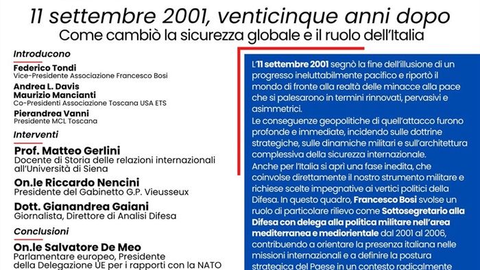 Firenze: 11 settembre 2001, venticinque anni dopo